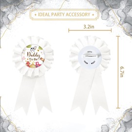 Farm Animal Mom to Be Tinplate Badge Pin, Farm Dad to Be Pin, Animal Gender Reveal Button for New Parents, White Rosette Mom to Be Award Ribbon, Barnyard Baby Shower Party Favors