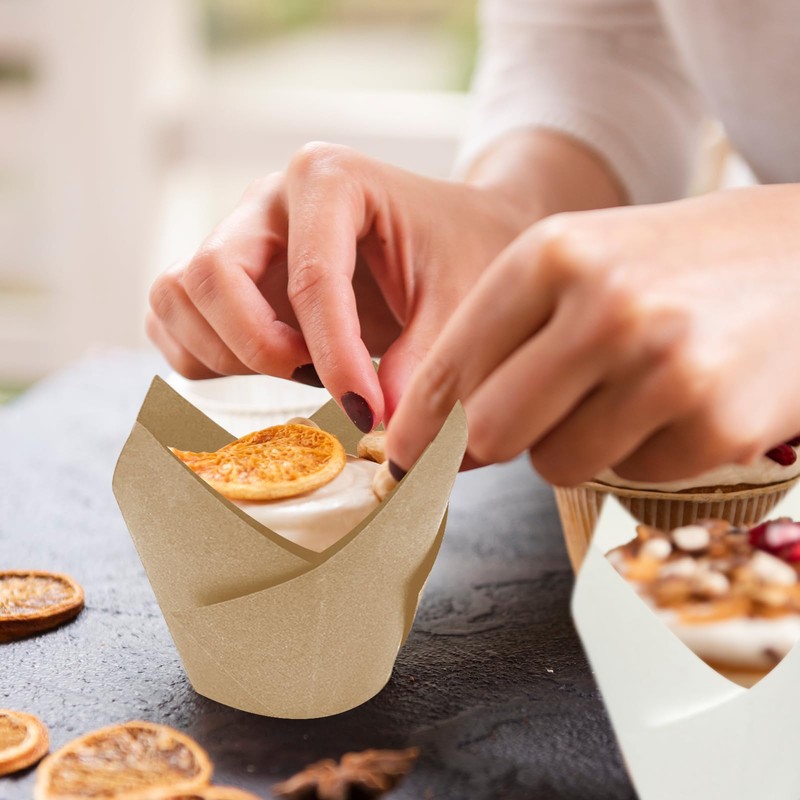TEAONE Baking Paper Cups, 150 PCS Tulip Baking Cups for