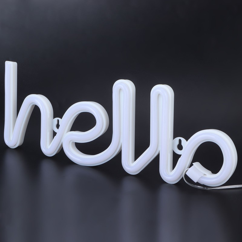 LED Neon Sign Hello Letters Neon Light Wall Decor for