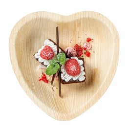 ECO Leaf | 16cm Heart Shape 25 Pack | Disposable Palm Leaf Tray | Compostable | Eco Friendly | Biodegradable | Picnic, Wedding Party Dinnerware | Sturdy Wooden Bamboo |