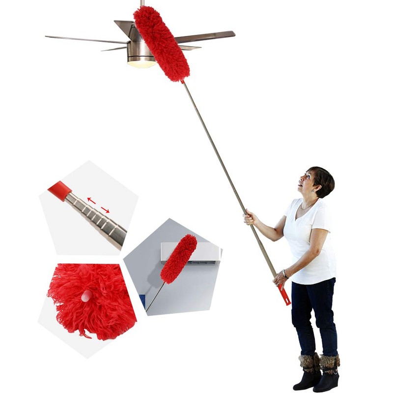 DELUX Microfiber Feather Duster Extendable Cobweb Duster with 100 inches
