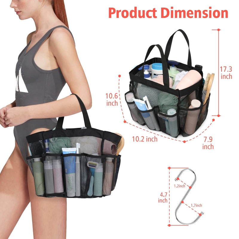 F-color Mesh Shower Caddy Portable, Upgrade Deeper 7 Pockets Basket