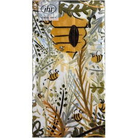 Boston International Bee Haven Guest/Dinner Napkin Bumblebee Honey Bee, Party Napkin, Package of 16, Decoupage Napkin, white, yellow, black, green