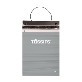 Tossits Disposable Car Trash Bag Hanging (Gray, Set of 7) - Leak-Proof, Smell-Proof Automobile Trash Container, Eco-Friendly, Thick, Large 12x15 Car Trash Bin with Sturdy Header Board
