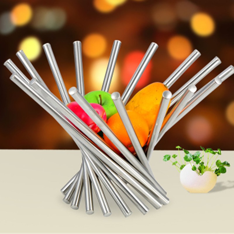 Fruit Basket Foldable Fruits Vegetable Holder Stainless Steel Serving Bowl