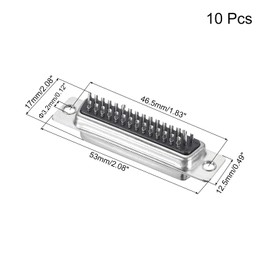 uxcell D-sub Connector DB44 Male Socket 44-pin 3-Row Male Serial Port Terminal Breakout for Mechanical Equipment CNC Computers Pack of 10