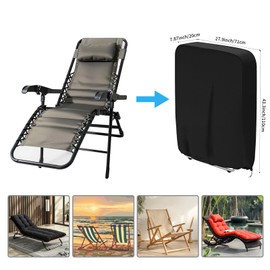 LUSCHEER 2PCS Garden Chair Covers Waterproof, Outdoor Recliner Chair Cover Windproof Anti-UV 210D Oxford Fabric Patio Sunbed Sun Lounger Covers (110 x 71cm) - Black