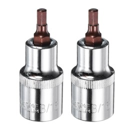 sourcing map 2pcs 3/16" Hex Bit Socket 1/2" Square Drive SAE Extension Impact Bit Power Nut Driver Set S2 & CR-V Steel Socket Ratchet Wrench Bits