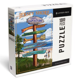 Lantern Press 1000 Piece Jigsaw Puzzle, Long Beach Island, New Jersey, Destinations Sign