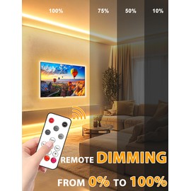 Lamomo COB LED Strip Lights Pro, 16.4Ft Warm White Dimmable Led Rope Light with Remote, Flexible Cuttable Waterproof 3000K Silicone Neon Lights for Bedroom, Indoor, Outdoor, Cabinet