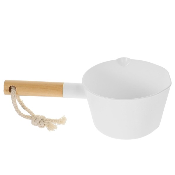 UTHCLO Kitchen Wooden Long Handle Water Ladle Scoop Versatile White