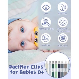 Babygoal Neutral Pacifier Clips, 8 Pack Binky Paci Holder Clips for Baby Boys and Girls Fits for Most Pacifier, Binkie Styles & Baby Teethers & Toys and Gift 8MP41-B