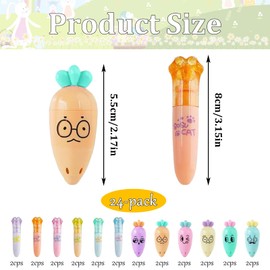Cute Cartoon Highlighter Set of 24 Kids Highlighter Marker Creative Trendy Pastel Multipurpose Marker Pens Cute Pens Luminous Marker Cat Claw Carrot Shape for School, Party, Children