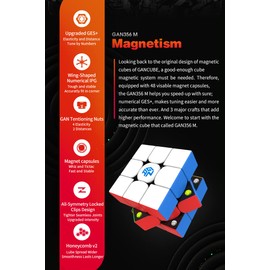 FUNNXYZ GAN 356 M, 3x3 Magnetic Speed Cube Gans 356M Magic Cube with Extra GES, Gan Cube Stickerless (ver. 2020)