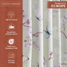 Maison d'Hermine Curtains for Living Room 100% Cotton 124 inch Length One Panel Window Toile Curtains for Bedroom with Loop & Rod Pockets - Blossom in Spring - Lavender, 50" W x 124" L