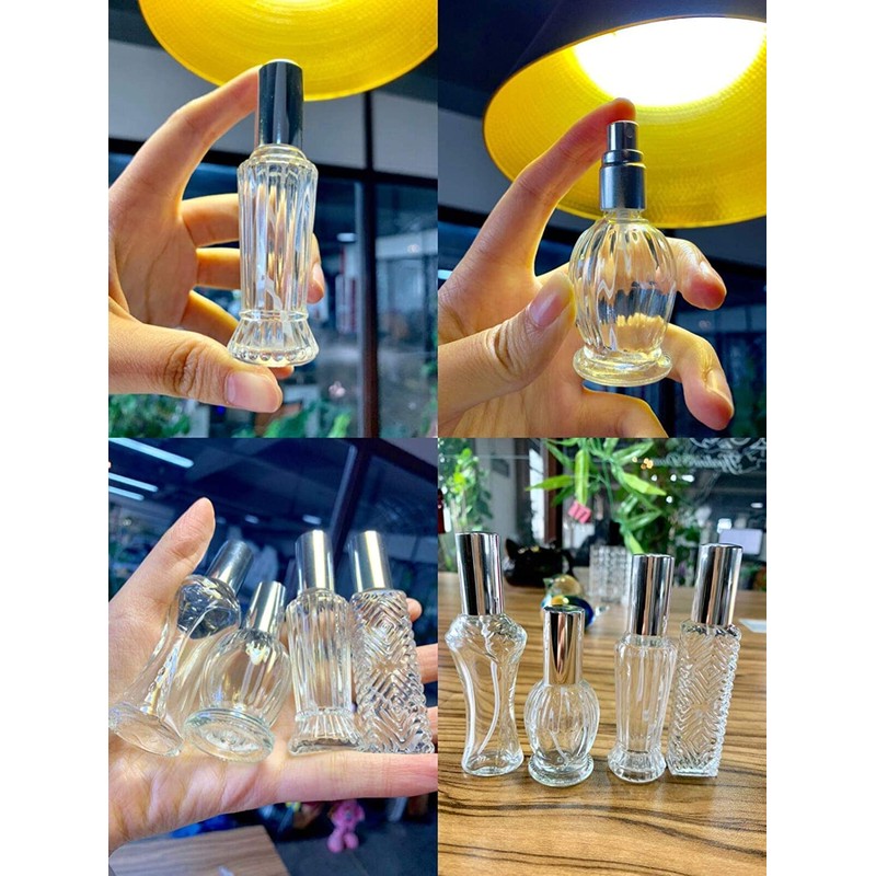 H&D 4 Stück Vintage nachfüllbare Parfümflaschen Glas Leere Sprühflasche Hochzeit
