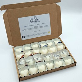 By Aurora UK, Spa Day Wax Melts Gift Set: Lavender, Relaxing Embrace (Bergamot, Rosemary & Peppermint), Aloe Vera & Cucumber, Lemongrass & Ginger - 24 x Natural Soy Wax Hearts