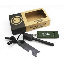 Premium Camping Fire Starter: Flint, Whistle & Fire Steel Fire