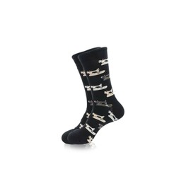 Sewserious Black Crew Socks with Vintage | Sewing Machine Theme Crew Socks | Classic Dress Casual Socks | Black Color Comfortable Fashion Socks for Men’s Women’s (Size 5-10)