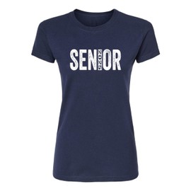 Go All Out Small Navy Blue Women Senior Class of 2025 Graduation High School Graduate Deluxe Soft T-Shirt