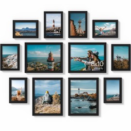 Vittanly 12 Pack Picture Frames Collage Wall Decor for Mounting or Tabletop Display, Gallery Wall Frame Set for Family, Multi Sizes Including 4pcs 8x10, 4pcs 5x7, 4pcs 4x6, Black