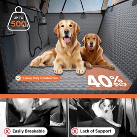 YFChangle Back Seat Extender for Dogs,Waterproof Back Seat Pet Cover for Dogs，Hard Bottom Up to 500Lbs Dog Car Seat Cover for Back Seat,Grey Large Space Dog Hammock for Truck