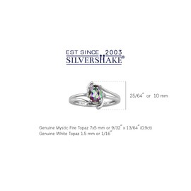 Silvershake 7X5mm Oval Shape Mystic Fire Topaz 925 Sterling Silver Engagement Ring Size 5