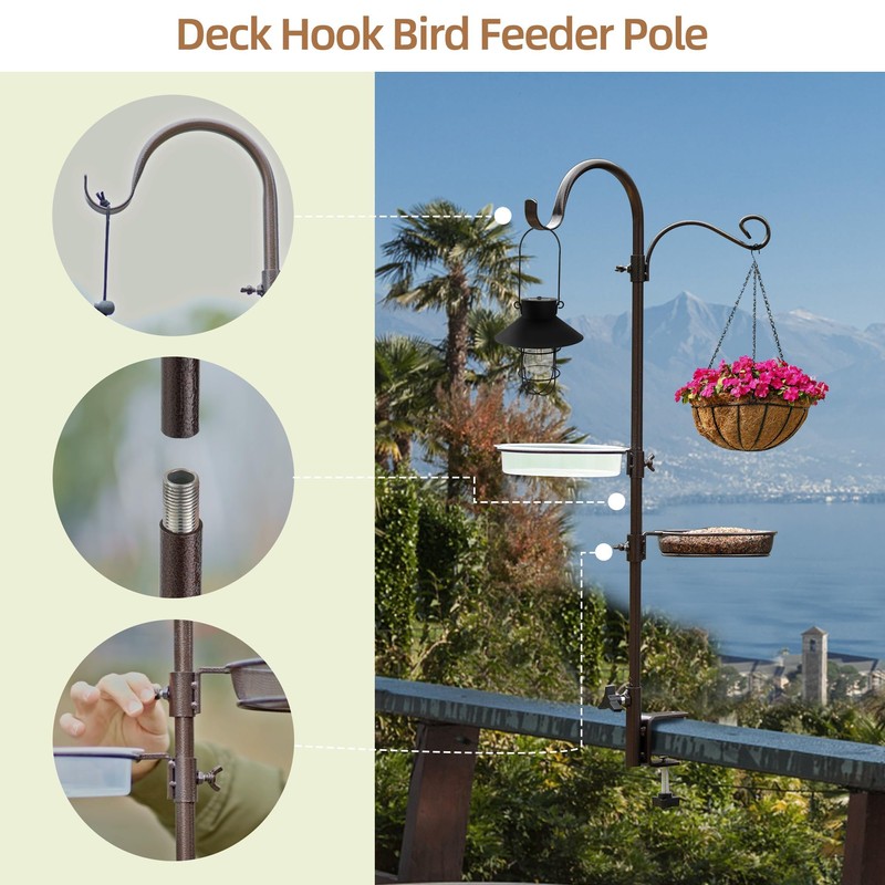ERYTLLY Deck Hook Bird Feeder Pole Bird Feeder Porch Multi