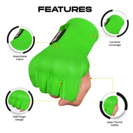 WYOX Guantes de Boxeo para Hombres y Mujeres, Guantes de Boxeo, Envoltura de Kickboxing, Envoltura de compresión (S/M (17-21cm), Verde)