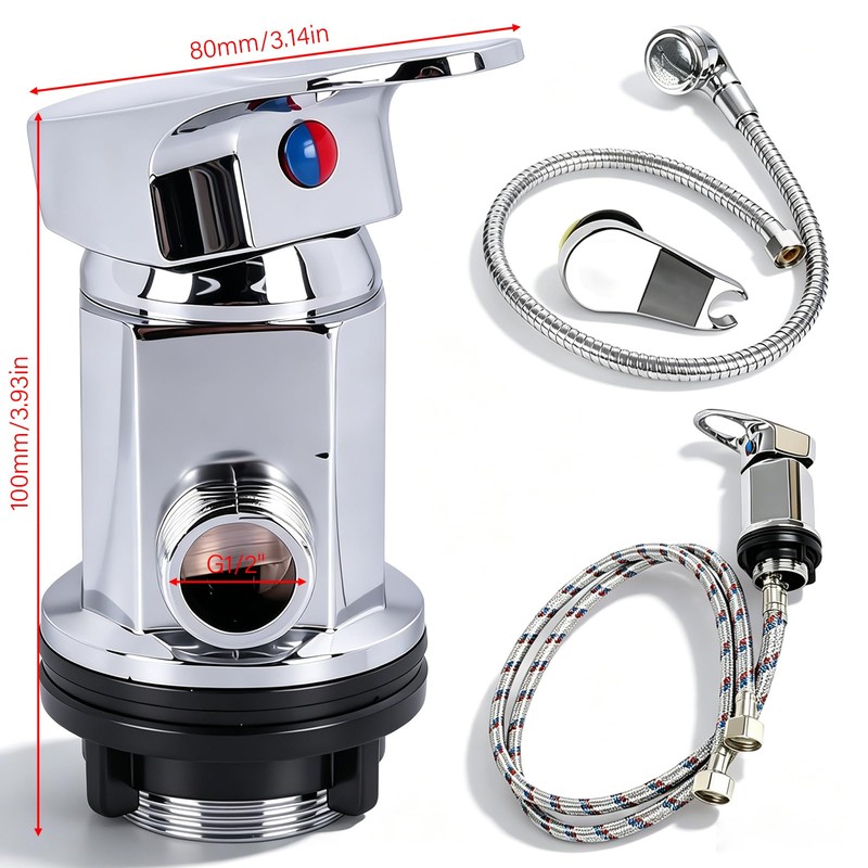 VETOLAKA Rubinetto miscelatore per doccia, uscita 1/2", doccetta da parrucchiere,
