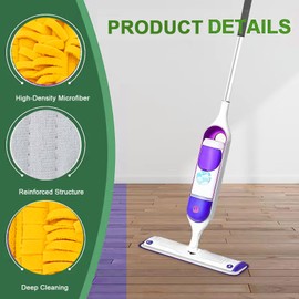 4 Pack Mop Refill Pads for Swiffer PowerMop Multi-Surface Mop and Swiffer PowerMop Wood Mop, Washable & Reusable Microfiber Spray Cleaning Pads-Yellow