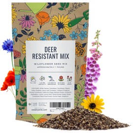 Deer Resistant Wildflower Seed Mixture - Bulk 1 Pound Bag - Over 240,000 Deer Tolerant Seeds - Open Pollinated and Non GMO