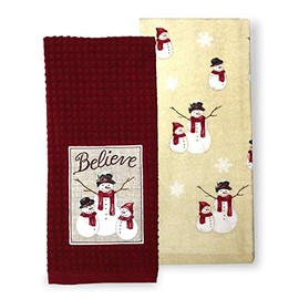 St. Nicholas Square Snowman Patch Believe Kitchen Towel Set, 2-Pack