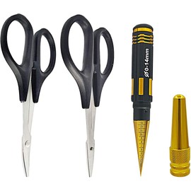 CENPEK RC Body Reamer 0-14 mm Hole Punch with Sleeve and Curved Scissors and Straight Scissors Set RC Car Body Assembly for RC Car Truck Tools