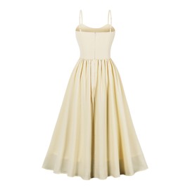 Floral Corset Dress Solid Lace Long Dress Low Cut Dress Open Back Summer Dress Backless Corset Sundress Long Floral Bustier Midriff Waist Shaper Dress Y2K Dress Wedding Guest Dresses Cream Yellow M