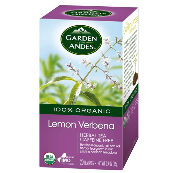 Garden of the Andes Herbal Organic Decaf Lemon Verbena Hot Tea Bags, 0.9 oz, 20 Tea BagCount
