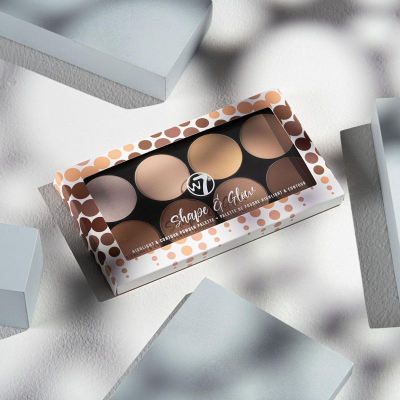 W7 Shape & Glow Highlight & Contour Powder Palette -