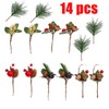 14pcs Christmas Floral Arrangement Artificial Pine Cones Berry Stems Decor