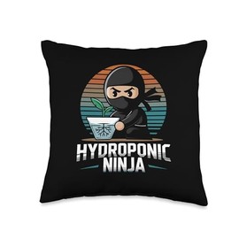 Hydroponic Ninja Funny Gardening Grower Throw Pillow