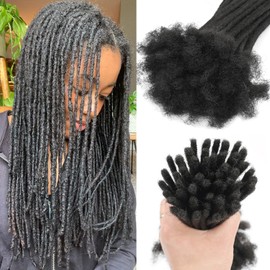 Locs Extension Human Hair 14 Iches 60 Str Dreadlock Extension 100% FUll Handmade Human Hair Locs Extension for Woman/Man/Kids 0.6cm Dread Extension Human Hair Can be Curly and Dyed