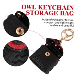 DOITOOL Owl Earbud Bag for Headphones Pu Leather Carrying Case Keychain Protective Storage Pouch for Earphones