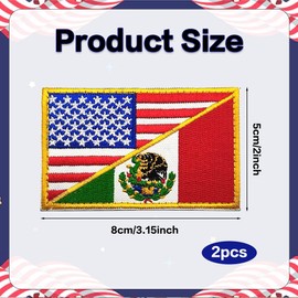Lyxbone 2 PCS American Mexican Flag Patch,USA Patch Hook and Loop,Mexico Velcro Patch for Tactical Military Morale,US Flag Military Embroidery Patches for Tactical Hats Backpacks Jackets T-Shirt