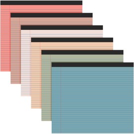 Lincia 6 Pads 11" x 9.5" Legal Pads College Ruled Notepad Landscape Pads of Paper Colored Lined Paper Pads 40 Sheets/Pad 80 GSM Assorted Colors Pastel Writing Pads for School Office (Vintage Color)