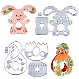 Set of 2 Cutting Dies Easter Eggs Boxes Metal Embossing Stencils Easter Bunny Chick Cutting Dies for DIY Scrapbooking Boxes Cards Crafts