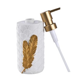 Ekirlin Resin Soap Dispenser with Pump, 16 Oz Liquid Hand Soap Dispenser, Refillable Bottle Hand Dish Soap Jar Dispensers for Bathroom, Countertop, Kitchen and Laundry Room with Gold Angel's Feather