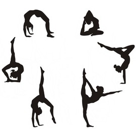 Easma Gymnastics Wall Decals Silhouettes Sport Art Girl Vinyl Decals Wall Sticker Fits Kids Room Decor Home Wall Decor Set of 6 (7.87"H X 23.62"W)