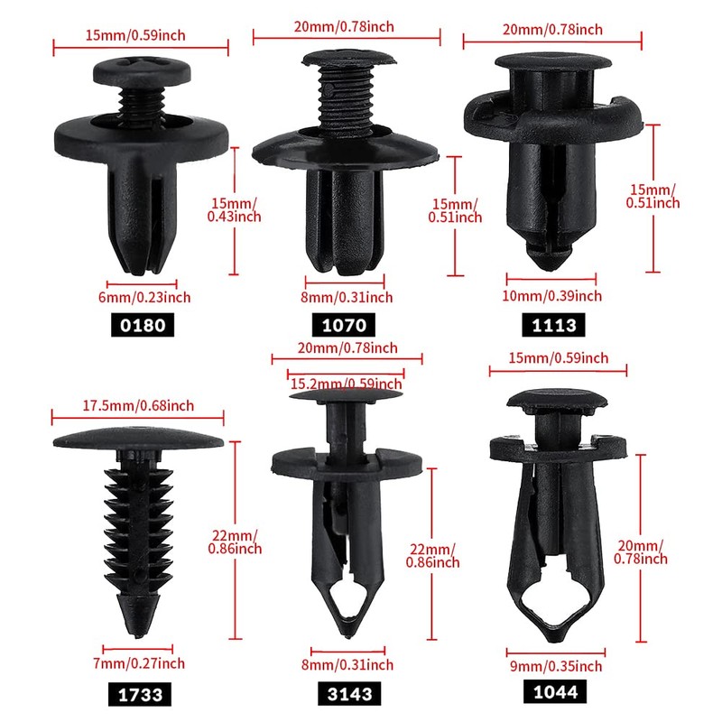 Baceyong 190Pcs/Set Universal Fender Trim Panel Clips Set, Car Body