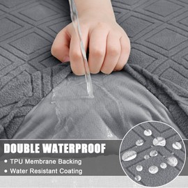 Smiry Waterproof Couch Cushion Covers, Stretch Sofa Cushion Covers, Soft Sofa Covers Washable, Magic Couch Cushion Slipcover Elastic Furniture Protector for Pets, Kids (3 Pack, Grey)