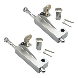 High - Quality Alloy/Stainless Steel Patio Door Lock Keyed with Bolt Lock - Easy Installation,Sliding Door Lock for Window Glass Patio Doors Auxiliary Security Lock,2sets(Silver)