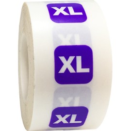 XL Clear with Purple Clothing Size Strip Labels for Retail Apparel 1.25 x 5 Inch 125 Adhesive Stickers